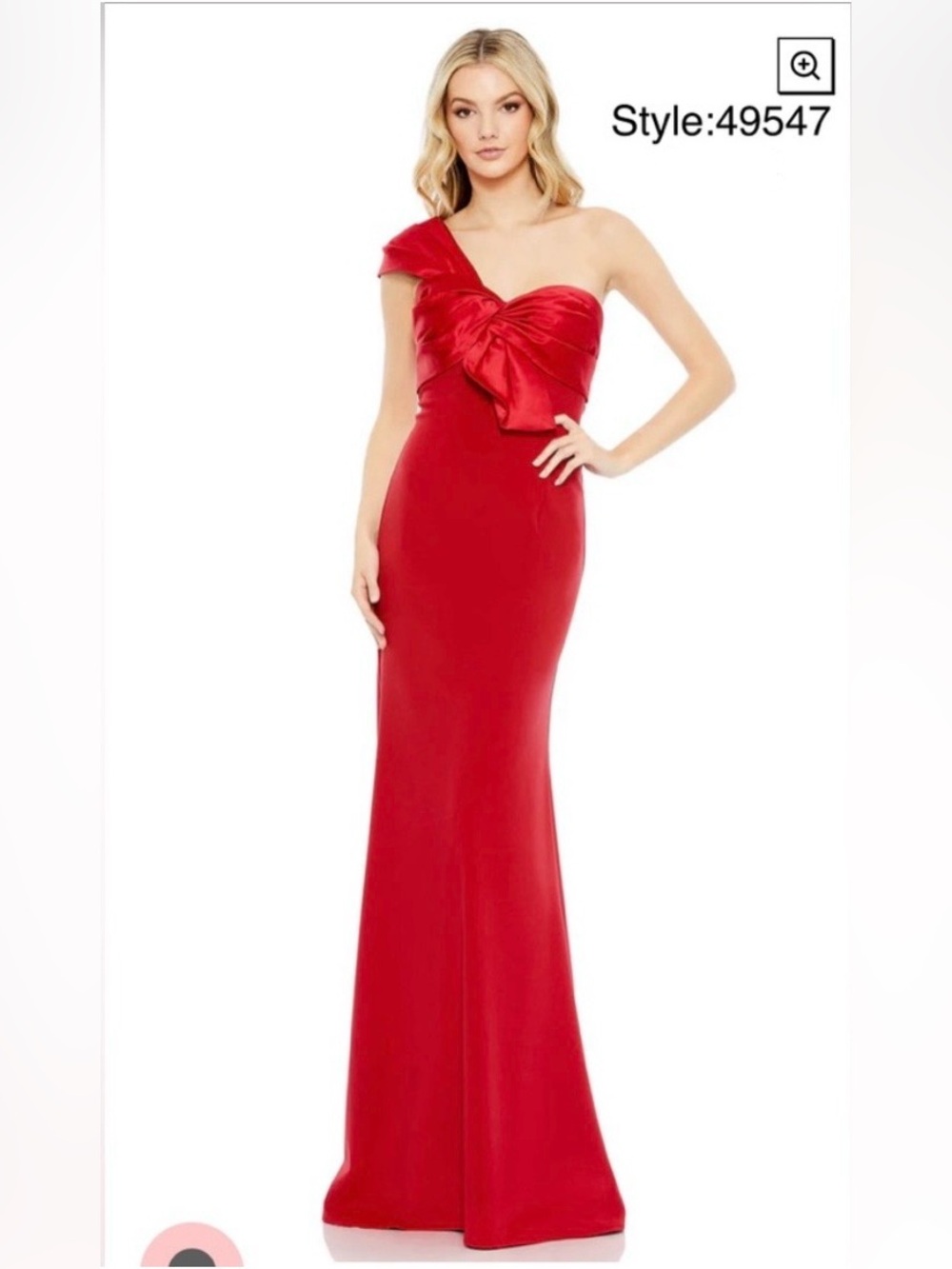 Mac Duggal One Shoulder Trumpet Formal Evening Maxi  Dress Gown Red